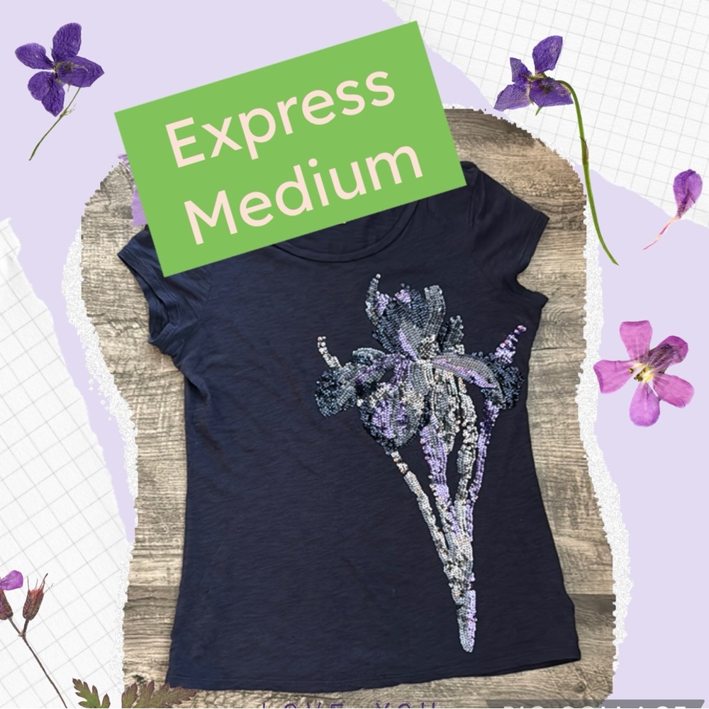 Vintage Express Navy Sequin Tee